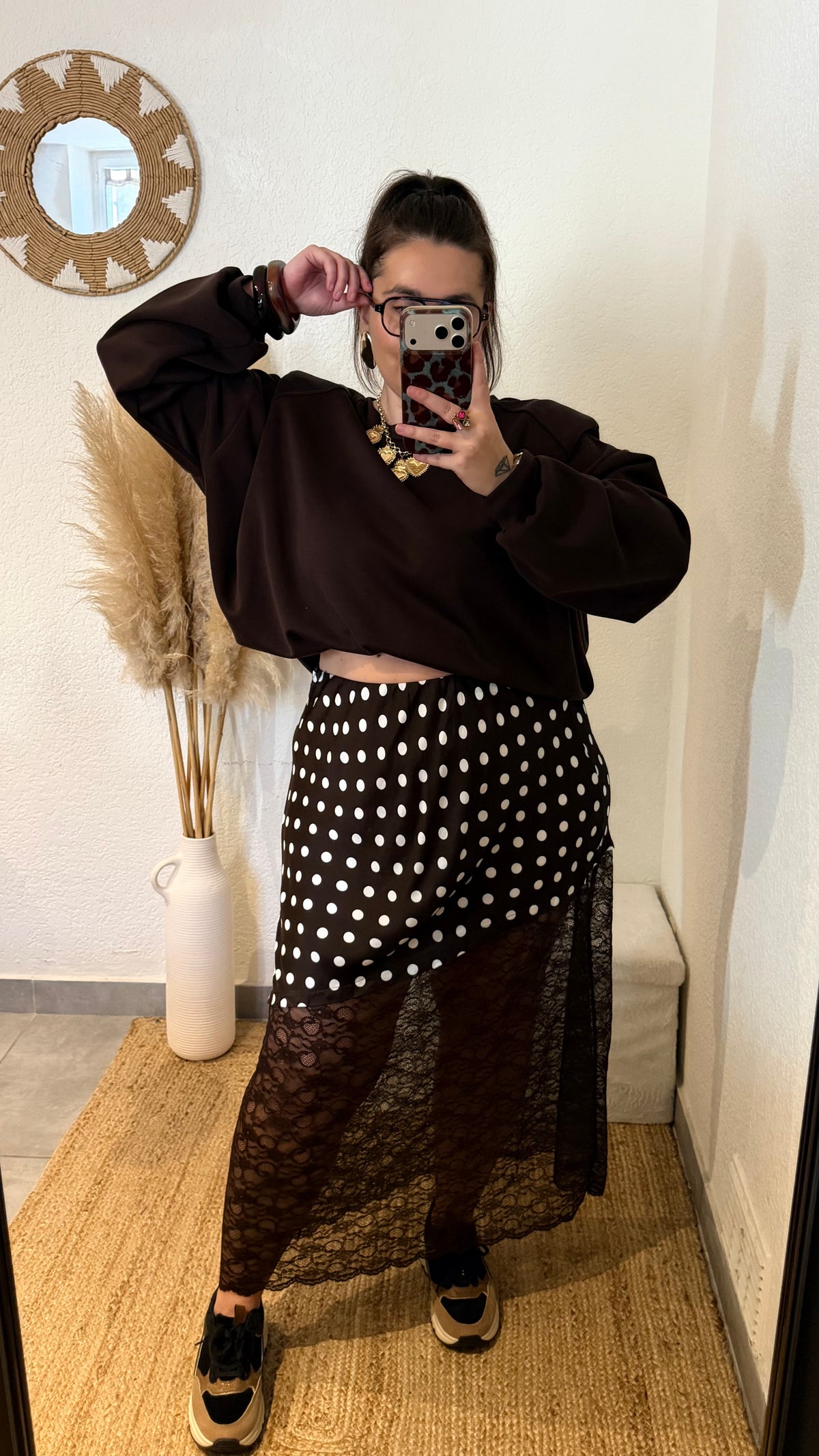 Jupe dentelle et pois