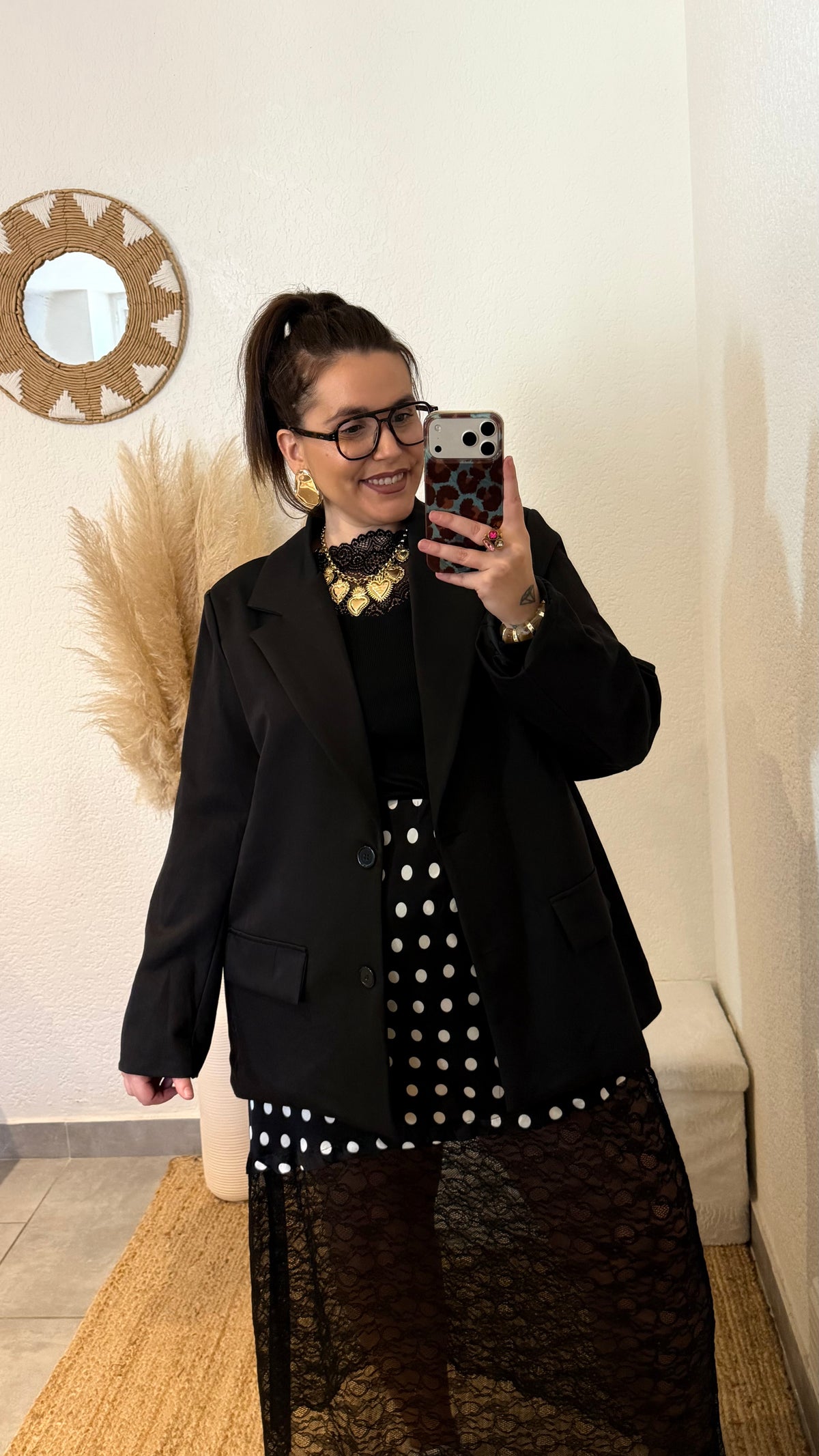 Jupe dentelle et pois