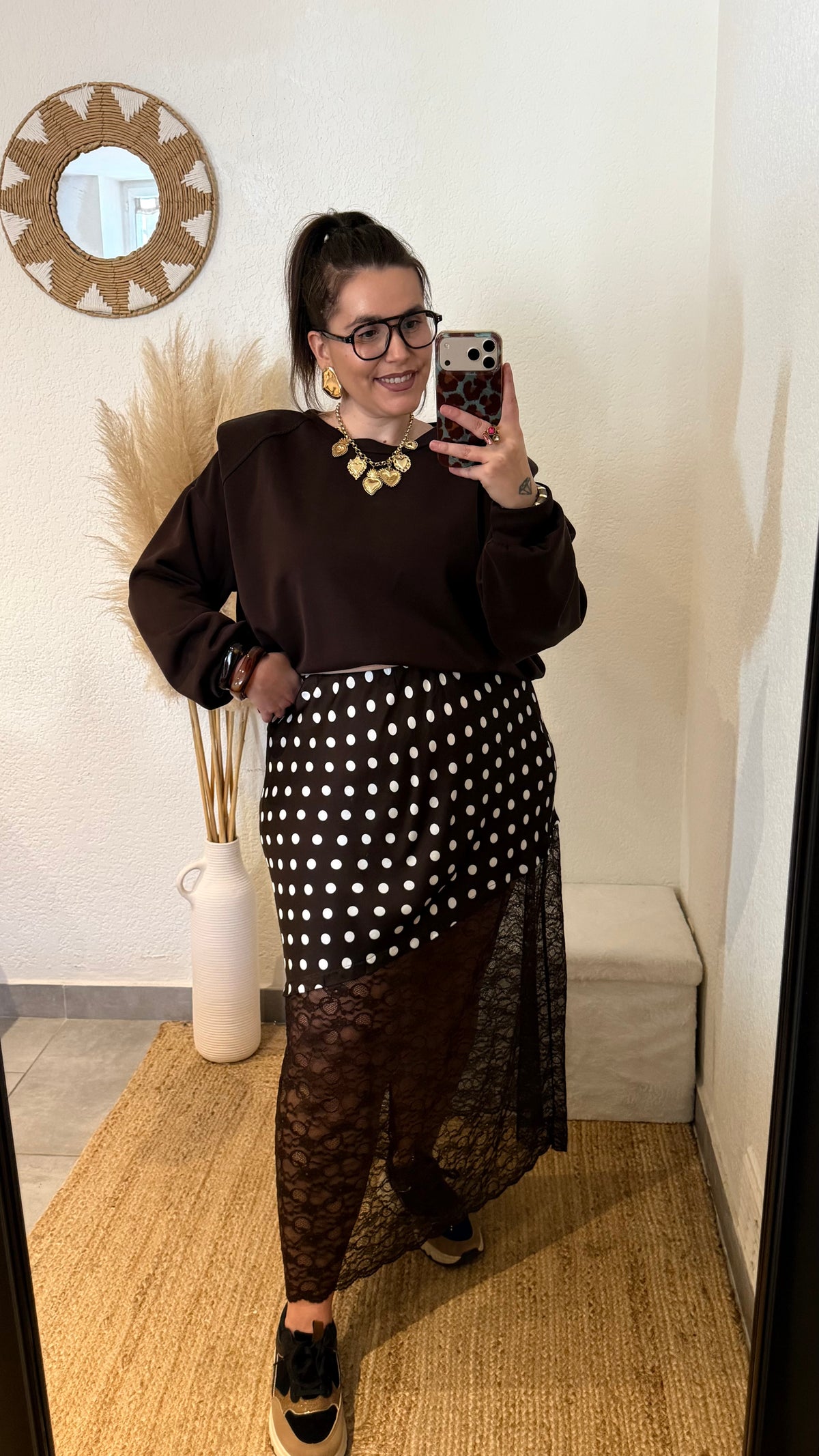 Jupe dentelle et pois