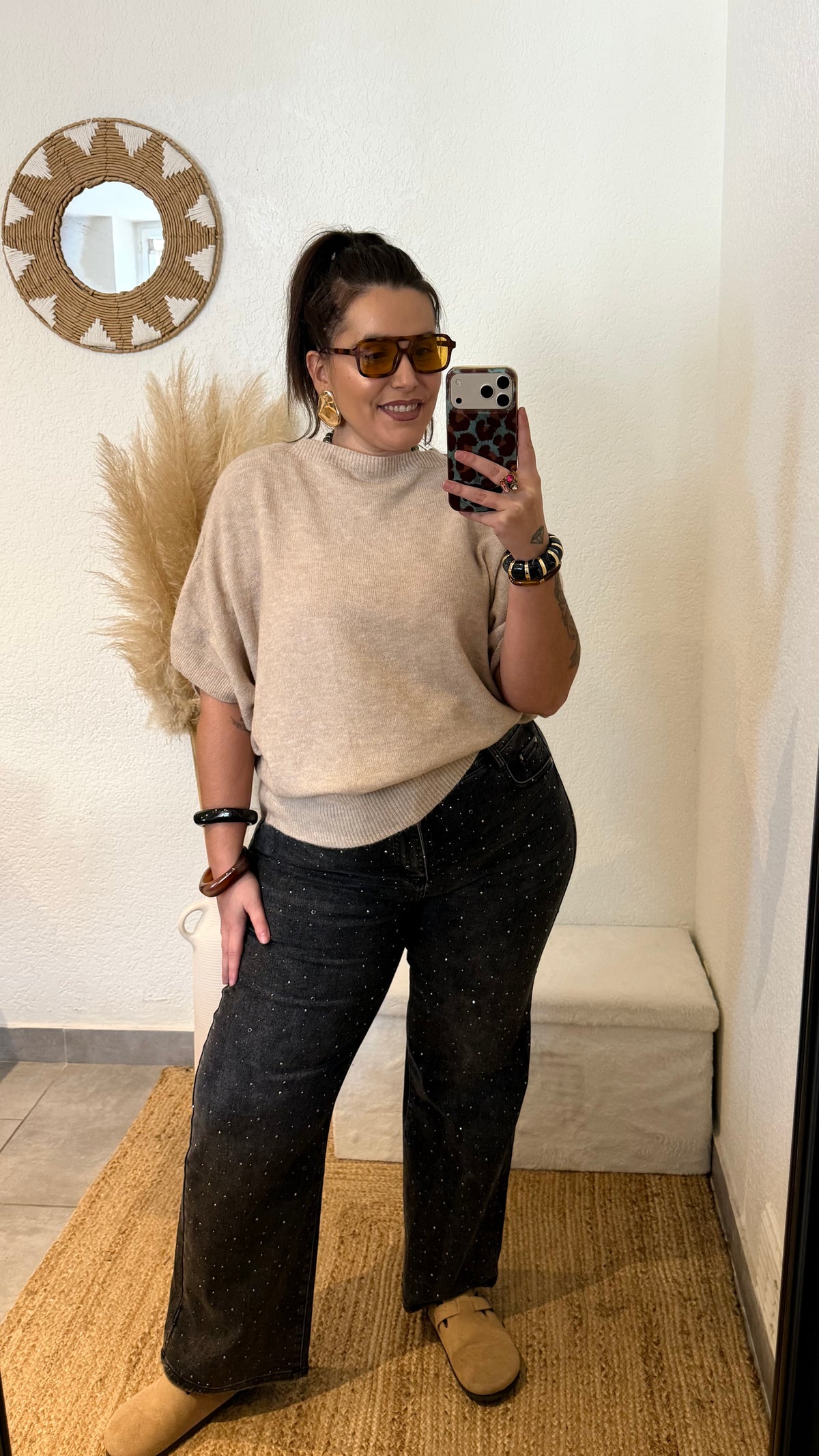 Jean Wide leg strass