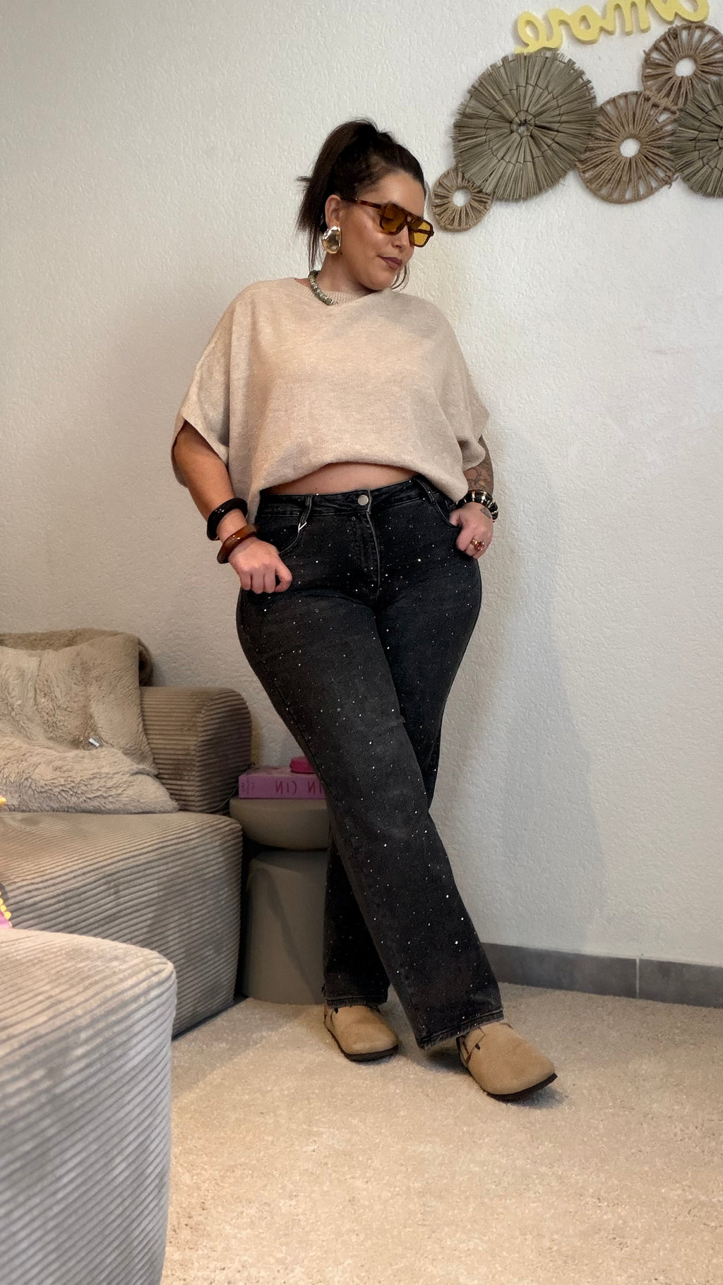 Jean Wide leg strass