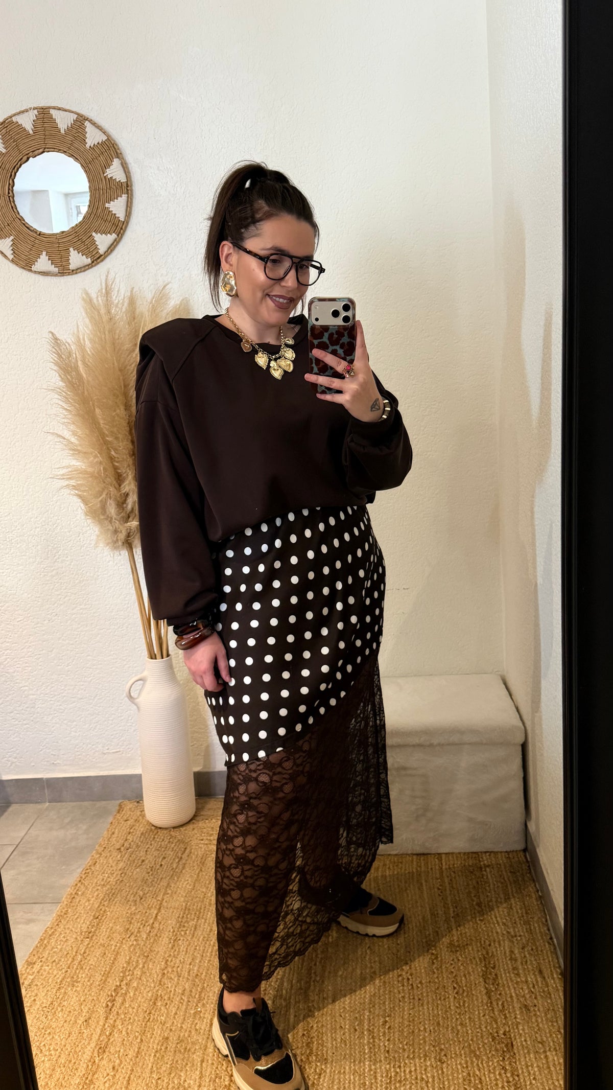 Jupe dentelle et pois